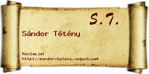 Sándor Tétény névjegykártya